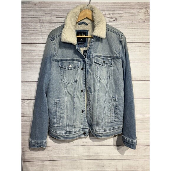 Holister California Epic Flex Denim Fleece Lined Jacket SIZE MEDIUM
